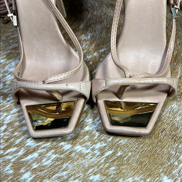 GUC SCHUTZ US 5.5B Tan Stiletto Heel Ankle Wrap Leather Stiletto Sandal Summer - Picture 3 of 15